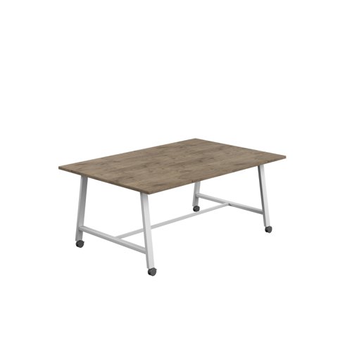 Titan Mobile Low Maker Rectangular Table (FSC) 1800 X 1000 White/Grey Nebraska Oak