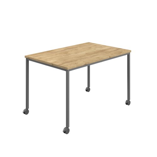 Titan Mobile Rectangular Table (FSC) 1400 X 600 Anthracite/Natural Nebraska Oak