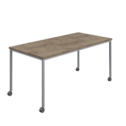 Titan Mobile Rectangular Table (FSC) 1800 X 800 Silver/Grey Nebraska Oak