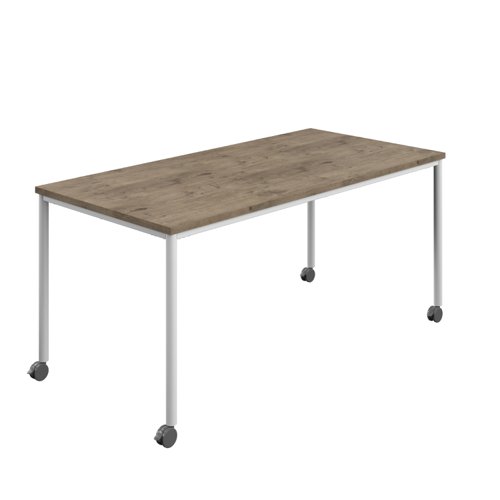 Titan Mobile Rectangular Table (FSC) 1800 X 800 White/Grey Nebraska Oak