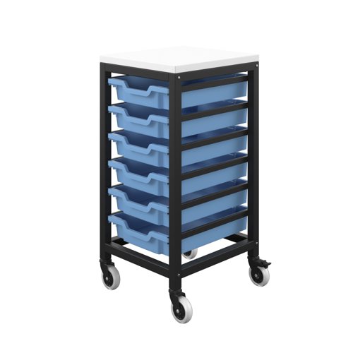 Titan Storage Unit with Tray Drawers 6 Shallow Drawers (F1) Blue/Black