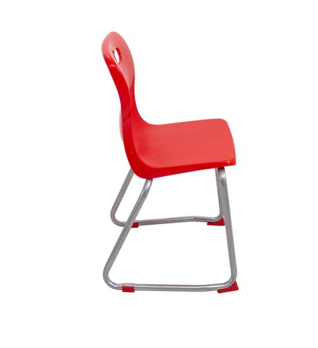 T24-R | The Titan Skid Base Chair is the perfect addition to any classroom or learning environment. With its classroom safe skid base, this chair ensures that students can move around without the risk of tipping over. The lumbar support provides added comfort and support for students during long periods of sitting. The anti-tilt feature prevents falls and accidents, making it a safe choice for any classroom. The chair is also stackable, making it easy to store and transport. Available in a variety of exciting colours, the Titan Skid Base Chair is sure to brighten up any classroom while providing a comfortable and safe seating option for students.