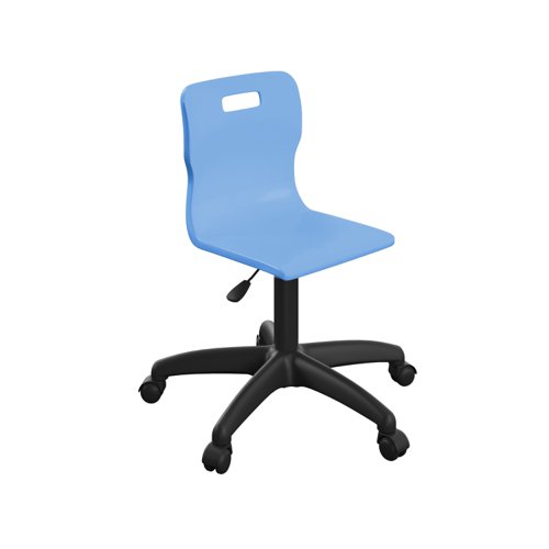 Titan Swivel Junior Chair with Plastic Base and Castors Size 3-4 Sky Blue/Black