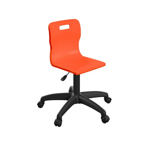 Titan Swivel Junior Chair with Plastic Base and Castors Size 3-4 Orange/Black