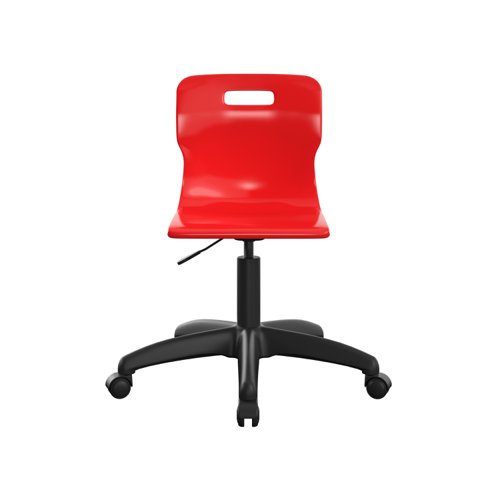 Titan Swivel Junior Chair with Plastic Base and Castors Size 3-4 Red/Black