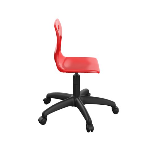 Titan Swivel Junior Chair with Plastic Base and Castors Size 3-4 Red/Black