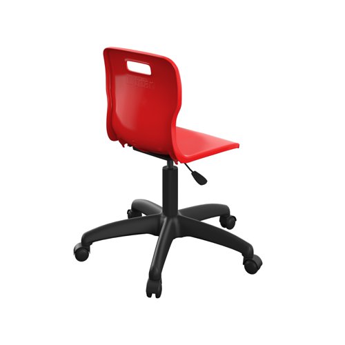 Titan Swivel Junior Chair with Plastic Base and Castors Size 3-4 Red/Black