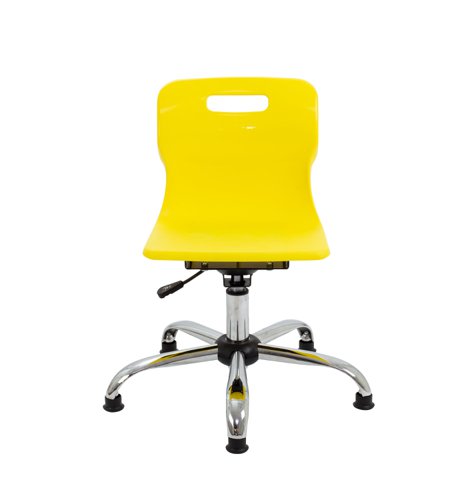 Titan Swivel Junior Chair with Chrome Base and Glides Size 3-4 Yellow/Chrome