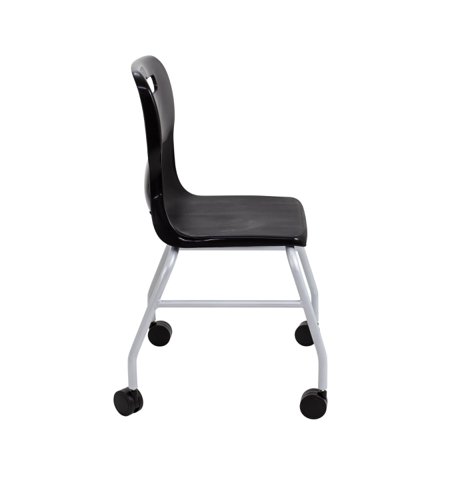 T301-BK | The Titan Move 4 Leg Chair With Castors is the perfect addition to any classroom or workspace. This classroom safe 4 legged move chair is designed with lumbar support to ensure maximum comfort during long periods of sitting. Available in a variety of exciting colours, this chair is not only functional but also stylish. The chair is stackable, making it easy to store when not in use. The castors fitted for mobility make it easy to move around the room, allowing for easy collaboration and group work. Invest in the Titan Move 4 Leg Chair With Castors for a comfortable and versatile seating option.