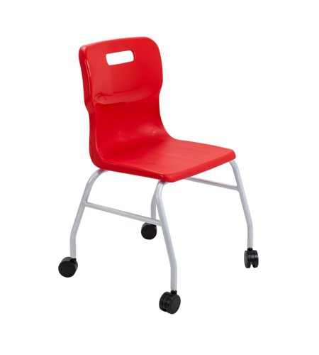 T301-R Titan Move 4 Leg Chair With Castors Red
