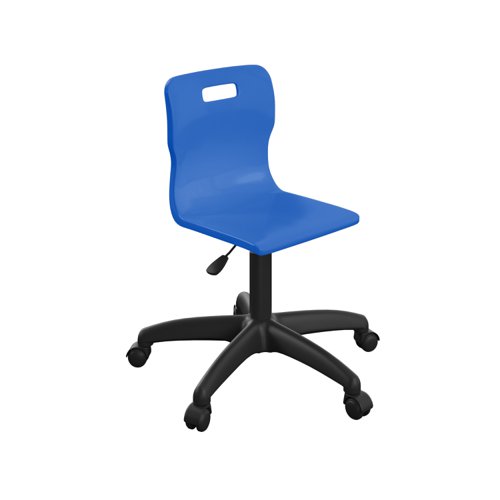 T30-B-BK Titan Swivel Junior Chair with Plastic Base and Castors Size 3-4 Blue/Black