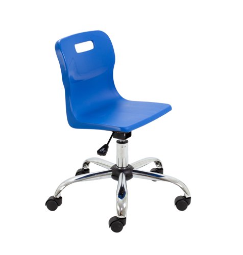 T30-B Titan Swivel Junior Chair with Chrome Base and Castors Size 3-4 Blue/Chrome
