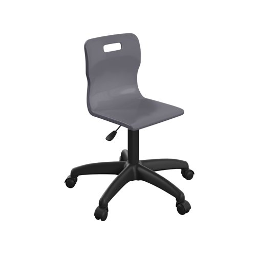 T30-C-BK Titan Swivel Junior Chair with Plastic Base and Castors Size 3-4 Charcoal/Black