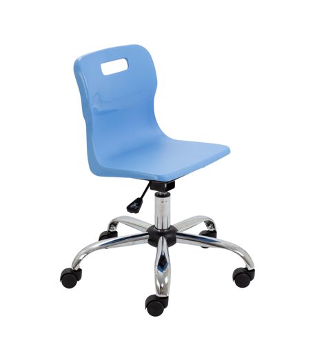 Titan Swivel Junior Chair with Chrome Base and Castors Size 3-4 Sky Blue/Chrome Titan