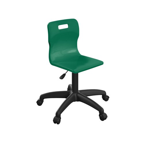 Titan Swivel Junior Chair with Plastic Base and Castors Size 3-4 Green/Black Titan
