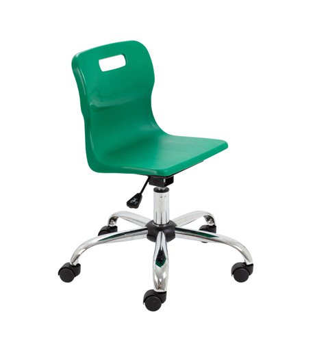 Titan Swivel Junior Chair with Chrome Base and Castors Size 3-4 Green/Chrome Titan