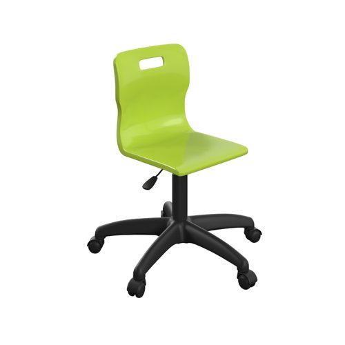 T30-L-BK Titan Swivel Junior Chair with Plastic Base and Castors Size 3-4 Lime/Black