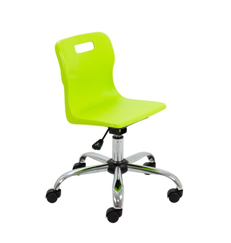 Titan Swivel Junior Chair with Chrome Base and Castors Size 3-4 Lime/Chrome Titan