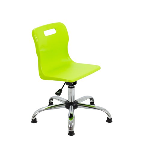 Titan Swivel Junior Chair with Chrome Base and Glides Size 3-4 Lime/Chrome Titan