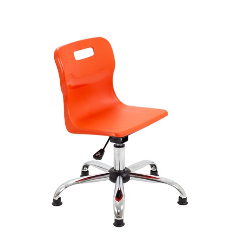 Titan Swivel Junior Chair with Chrome Base and Glides Size 3-4 Orange/Chrome Titan