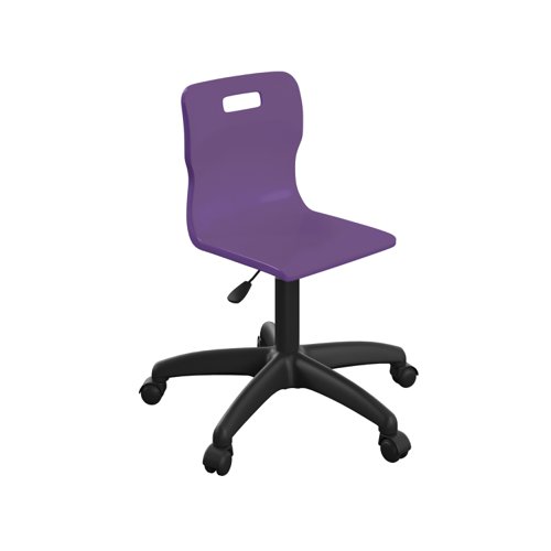 T30-P-BK Titan Swivel Junior Chair with Plastic Base and Castors Size 3-4 Purple/Black