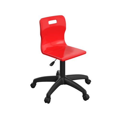 Titan Swivel Junior Chair with Plastic Base and Castors Size 3-4 Red/Black Titan