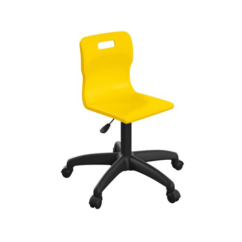 Titan Swivel Junior Chair with Plastic Base and Castors Size 3-4 Yellow/Black