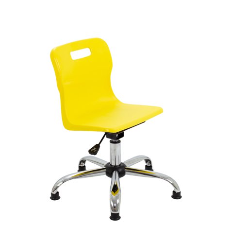 Titan Swivel Junior Chair with Chrome Base and Glides Size 3-4 Yellow/Chrome Titan