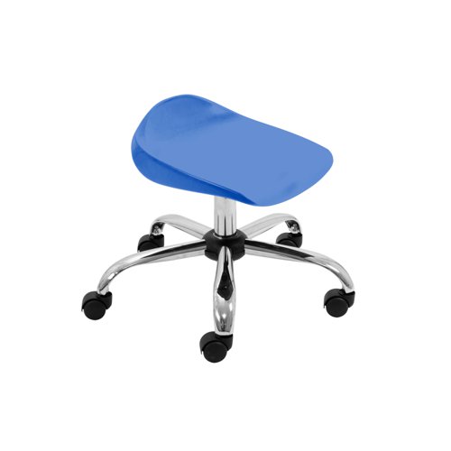 Titan Swivel Junior Stool with Chrome Base and Castors Size 5-6 Blue/Chrome