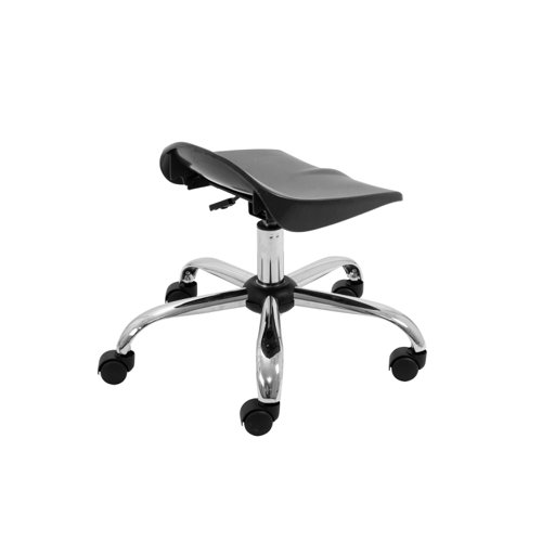 Titan Swivel Junior Stool with Chrome Base and Castors Size 5-6 Black/Chrome