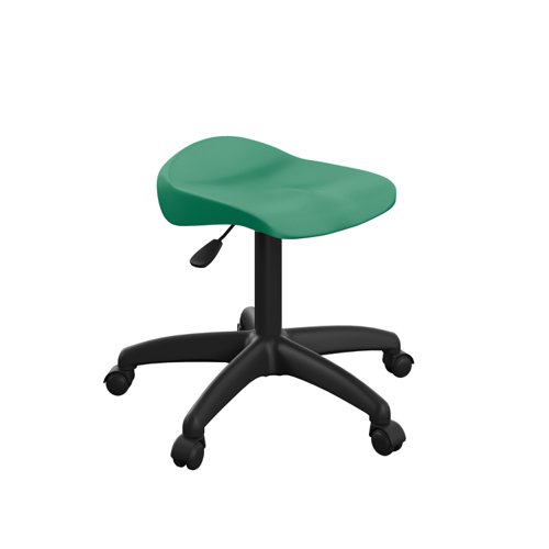 Titan Swivel Junior Stool with Plastic Base and Castors Size 5-6 Green/Black