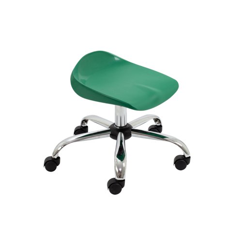 Titan Swivel Junior Stool with Chrome Base and Castors Size 5-6 Green/Chrome