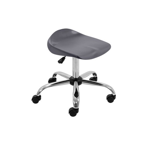 Titan Swivel Senior Stool with Chrome Base and Castors Size 5-6 Charcoal/Chrome