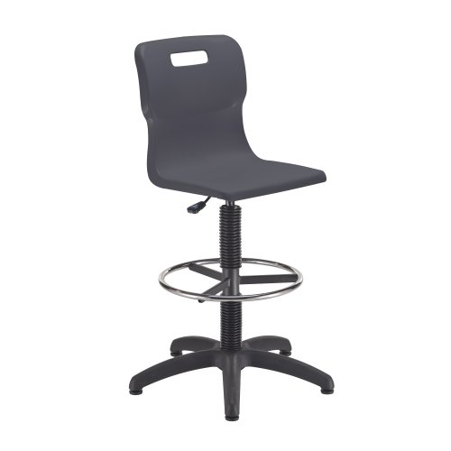 Titan Swivel Senior Chair with Plastic Base, Castors and D-Kit Size 5-6 Fixed D-Kit Charcoal/Black