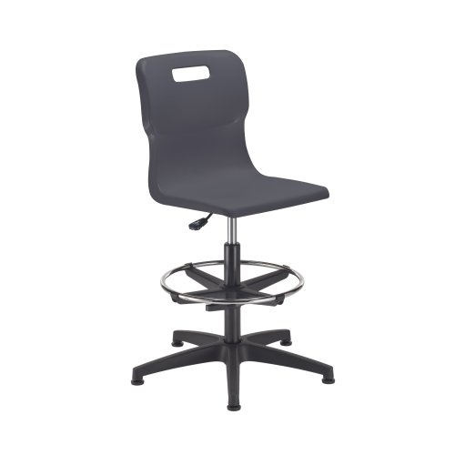 Titan Swivel Senior Chair with Plastic Base, Castors and D-Kit Size 5-6 Adjustable D-Kit Charcoal/Black