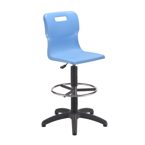 Titan Swivel Senior Chair with Plastic Base, Castors and D-Kit Size 5-6 Fixed D-Kit Sky Blue/Black