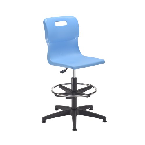 Titan Swivel Senior Chair with Plastic Base, Castors and D-Kit Size 5-6 Adjustable D-Kit Sky Blue/Black