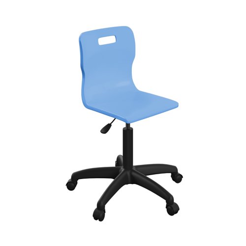 Titan Swivel Senior Chair with Plastic Base and Castors Size 5-6 Sky Blue/Black