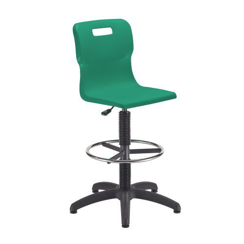 Titan Swivel Senior Chair with Chrome Base, Castors and D-Kit Size 5-6 Fixed D-Kit Green/Chrome