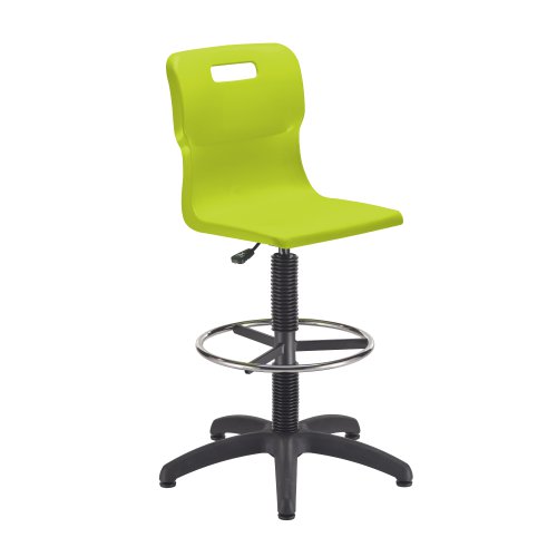 Titan Swivel Senior Chair with Plastic Base, Castors and D-Kit Size 5-6 Fixed D-Kit Lime/Black