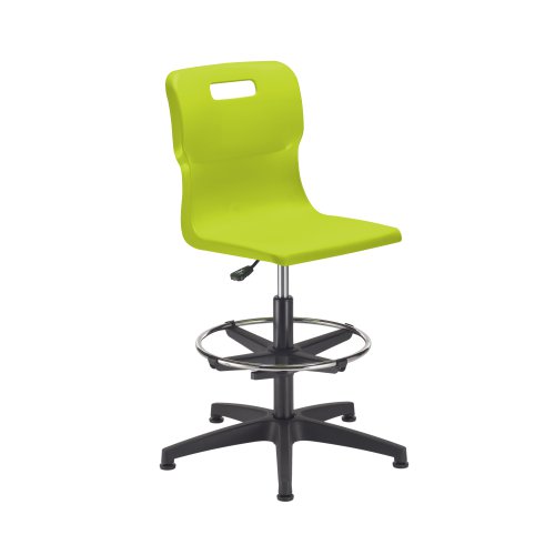 Titan Swivel Senior Chair with Plastic Base, Castors and D-Kit Size 5-6 Adjustable D-Kit Lime/Black