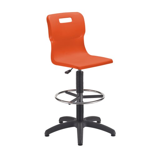 Titan Swivel Senior Chair with Plastic Base, Castors and D-Kit Size 5-6 Fixed D-Kit Orange/Black