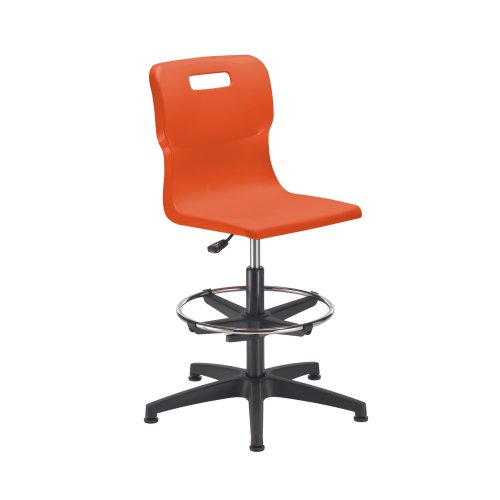 Titan Swivel Senior Chair with Plastic Base, Castors and D-Kit Size 5-6 Adjustable D-Kit Orange/Black