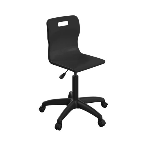 Titan Swivel Senior Chair with Plastic Base and Castors Size 5-6 Black/Black
