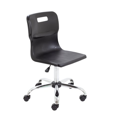 Titan Swivel Senior Chair with Chrome Base and Castors Size 5-6 Black/Chrome
