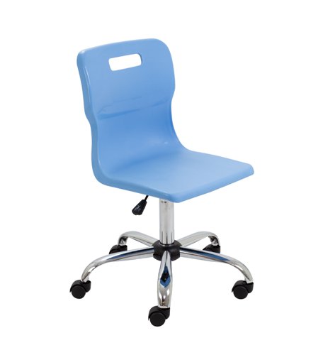 Titan Swivel Senior Chair with Chrome Base and Castors Size 5-6 Sky Blue/Chrome