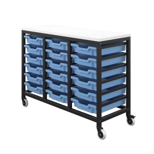 Titan Storage Unit with Tray Drawers 18 Shallow Drawers (F1) Blue/Black
