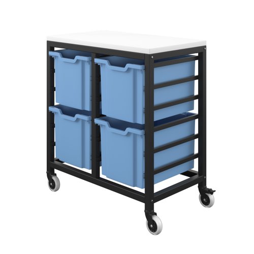 Titan Storage Unit with Tray Drawers 4 Extra Deep Drawers (F25) Blue/Black