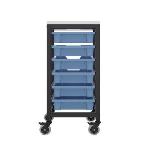 T-STOR-6D-F01BLUE | The Titan Storage Unit with Tray Drawers is the perfect solution for classroom storage needs. This versatile unit comes stacked as a standard with blue trays in varying sizes, but other coloured trays are available on a made to order basis. The steel frame is durable and features easy sliding rails for the trays, making it simple to access and organise materials. This storage unit is perfect for keeping classrooms clear and tidy, allowing teachers to focus on teaching rather than clutter. With its sturdy construction and ample storage space, the Titan Storage Unit with Tray Drawers is a must-have for any classroom.