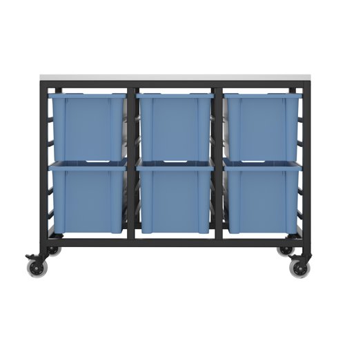 Titan Storage Unit with Tray Drawers 6 Extra Deep Drawers (F25) Blue/Black TC Group